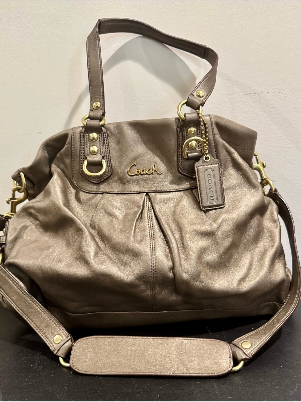 Coach  Ashley Leather Caryall Satchel with Gold Hardware